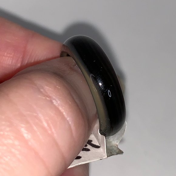 Black Agate Ring, Size 7 1/2 - Picture 1 of 7